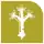 Pictogram of Zapotitlán metro station. It features the silhouette of a three-branched tree. Each branch has leaves at the tips and fruit on them. Its trunk has teeth in the middle.