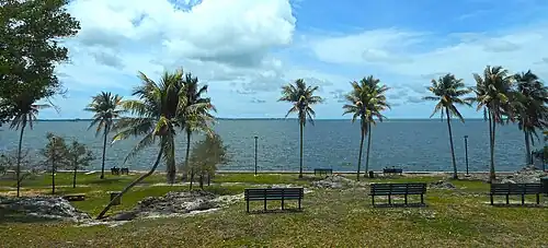 View of Biscayne Bay and Key Biscayne from atop the Miami Rock Ridge