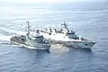 KRI Sultan Iskandar Muda and Passau during UNIFIL patrol in November 2011.
