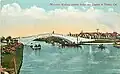 "Miniature Railway crossing bridge over Lagoon at Venice, Cal."