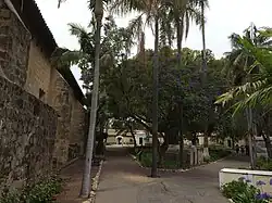 Mission Santa Barbara cemetery. Over 4000 Chumash Indians were buried here. Tombstones and mausoleums designate non-Indians.