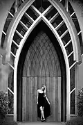 Miss UF candidate posing at the Baughman Center in 2016