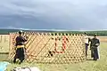Pitching a yurt: starting with walls and door