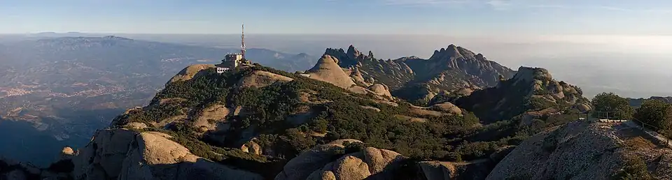 Image 10 Montserrat Photo credit: Diliff A stitched panorama taken from St Jerome, the summit of Montserrat, a 1,236&nbsp;m (4,055&nbsp;ft) mountain near Barcelona, Spain. The mountain's name means "jagged mountain" and is used because of the peculiar aspect of the formation, which is visible from a great distance. More selected pictures
