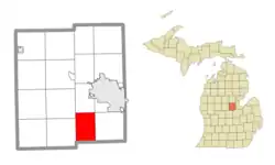 Location within Midland County and the state of Michigan