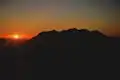 Mount Hōō and Mount Fuji from Mount Komatsu at the sunrise