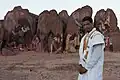 Sahrawi artist Mohamed Mouloud Yeslem with his work "Um Dreiga" at ARTifariti 2010