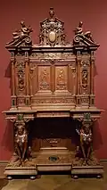 Renaissance Revival - Buffet; by Henri-Auguste Fourdinois, Nivillier, Party, Hugues Protat, Primo and Maigret; 1867; walnut, jasper and lapis lazuli marquetry, and ivory and silver-inlayed interior; unknown dimensions; Musée des Arts Décoratifs (Paris)