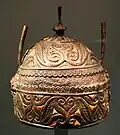 Helmet made of iron, bronze, and coral, Italy, 4th century BC