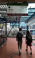 Good signage begins in The Curve leading people to the station via the link bridge.