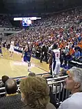 The non-student side of the O'Connell Center during the 2008 NIT Second Round. Note the video replay board in the upper left added during the 2006–2007 season.