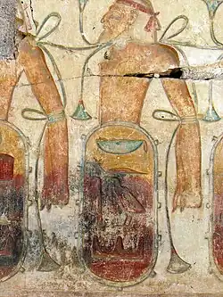 A depiction of a tied up Keftiu from Ramesses II's temple at Abydos