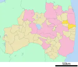 Location of Namie in Fukushima Prefecture