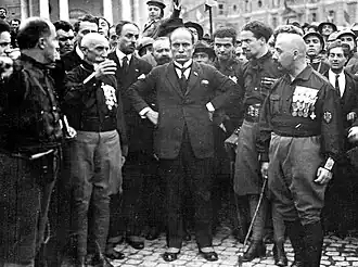 Benito Mussolini and his blackshirt followers during his March on Rome in 1922.