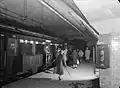 Passengers disembarking at Nationaltheatret, the first underground station in the Nordic Countries