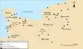 Map of the dioceses of the ecclesiastical province of Rouen in the Early Middle Ages. Aregenua does not appear in this list.