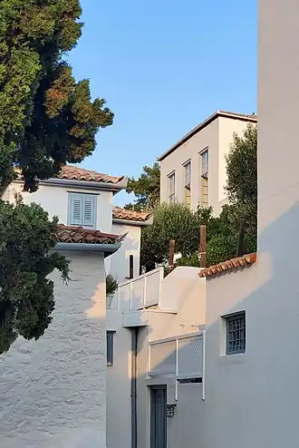 Old Carpet Factory mansion, Hydra, Greece. Originally built for the prominent Tsamados family in the 18th century.