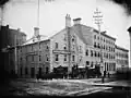 The original hotel with new wing on right