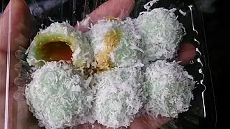 Klepon, with palm sugar filling