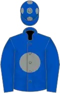 Royal blue, grey disc, grey spots on cap