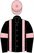 Black, pink braces, armlets and cap