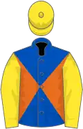Royal blue and orange diabolo, yellow sleeves and cap