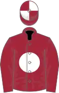 Maroon, white disc, quartered cap