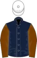 Dark blue, chocolate sleeves, white cap