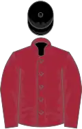 Maroon, black cap