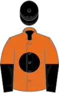Orange, black disc, halved sleeves, black cap