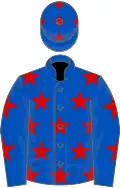 Royal blue, red stars