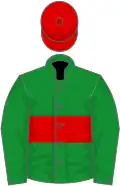 Green, red hoop and cap