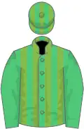 Emerald green and light green stripes, emerald green sleeves