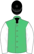Emerald Green, White sleeves, Black cap