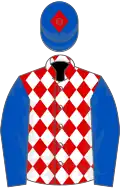Red and White diamonds, Royal Blue sleeves, Royal Blue cap, Red diamond