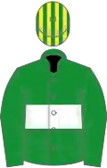 Green, white hoop, yellow and green striped cap