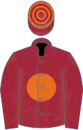MAROON, orange disc, hooped cap