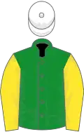 Green, yellow sleeves, white cap