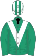 EMERALD GREEN, white chevron, striped cap