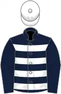 Dark Blue And White hoops, Dark Blue sleeves, White cap