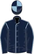 DARK BLUE, light blue seams, quartered cap