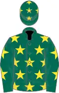 Dark green, yellow stars