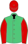 Emerald Green, Red sleeves, Emerald Green seams, Red cap