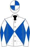White and royal blue diabolo, quartered cap