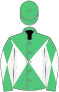 Emerald green and white diabolo, emerald green cap