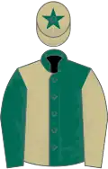 Dark Green and Beige (halved), sleeves reversed, Beige cap, Dark Green star