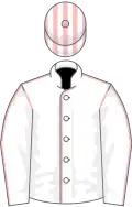 White, pink seams, striped cap