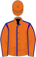 Orange, blue seams, Orange cap