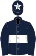 Dark blue, white hoop, star on cap