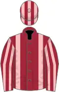 Maroon, pink braces, striped sleeves and cap